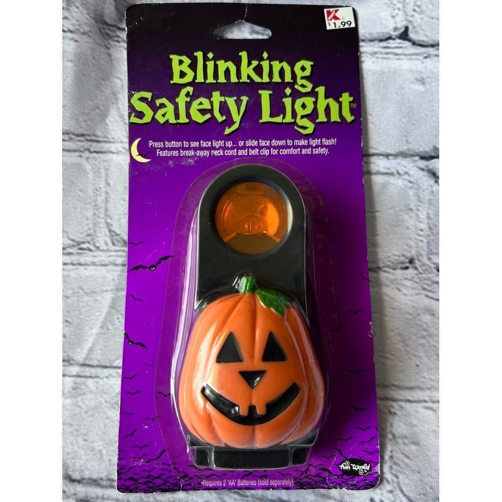 Vintage‎ Rare 1990's Blinking Pumpkin Halloween Trick or Treat  Saftey Light